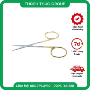 Kéo Cán Vàng Thằng Hoặc Cong Cắt Chỉ , Nhấn Mí 12cm Siêu Bén