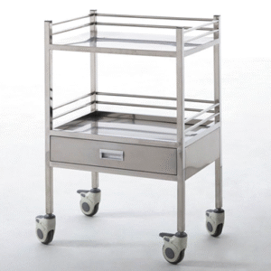 XE ĐẨY INOX Y TẾ 2 TẦNG CÓ HỘC